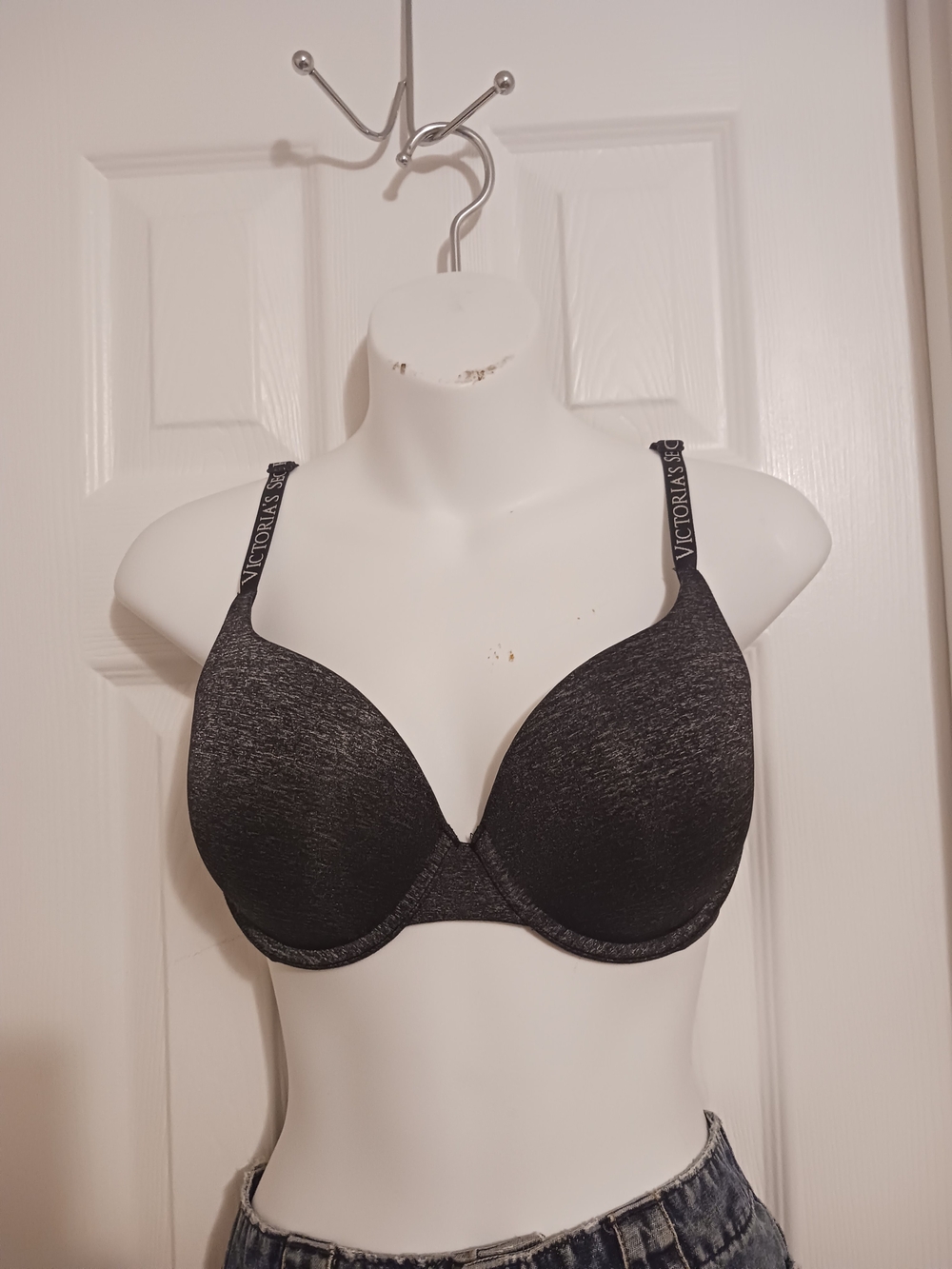 Victoria's Secret Charcoal Black Heather Perfect Shape  T-Shirt Bra 32DD